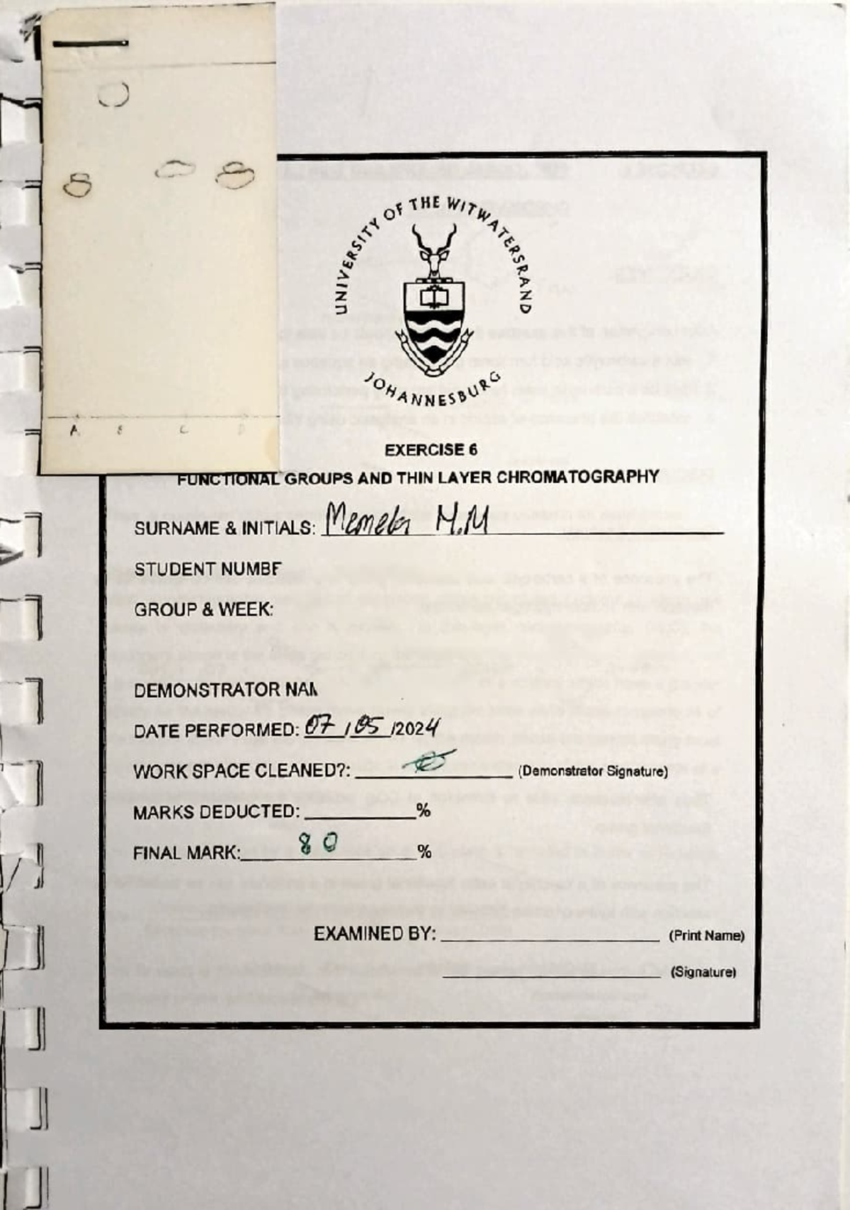 Lab exercise 6 - Lab report - SURNAME & INITIALS: STUDENT NUMBF GROUP ...