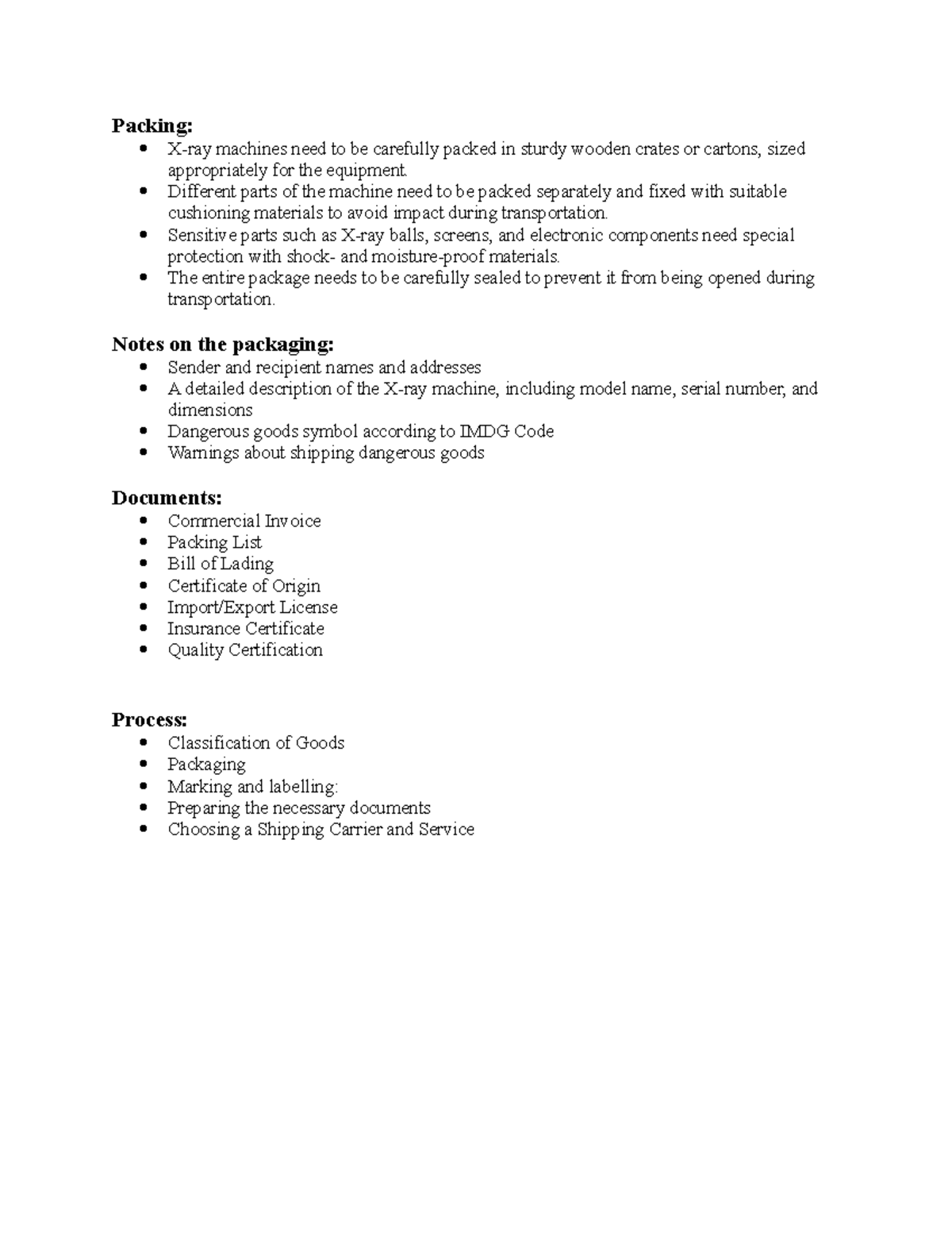 Packing Guidelines for Shipping Machines: By Sea - Studocu