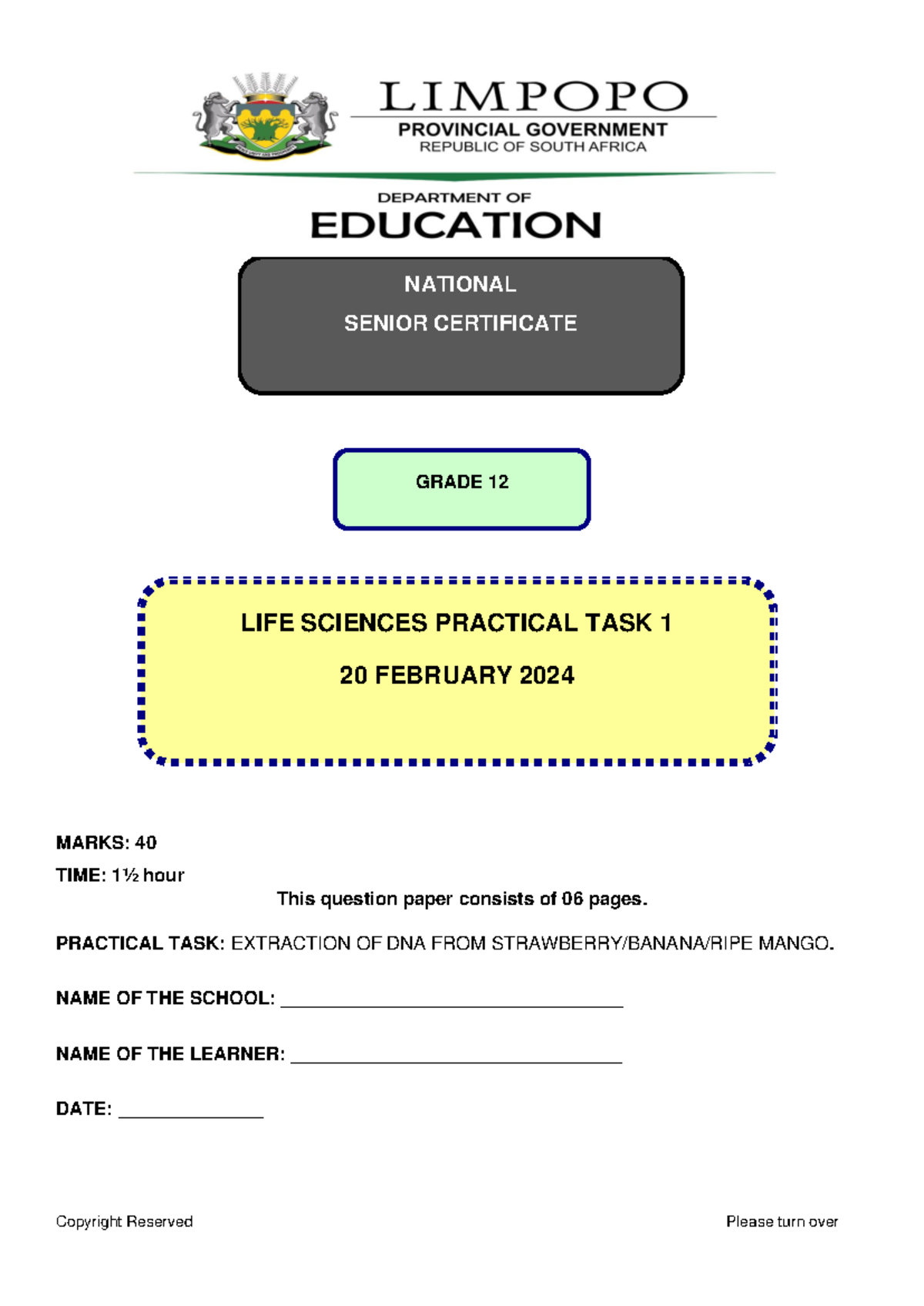 NSS Grade 12 Life Sciences Practical Task 1: DNA Extraction from Mango ...