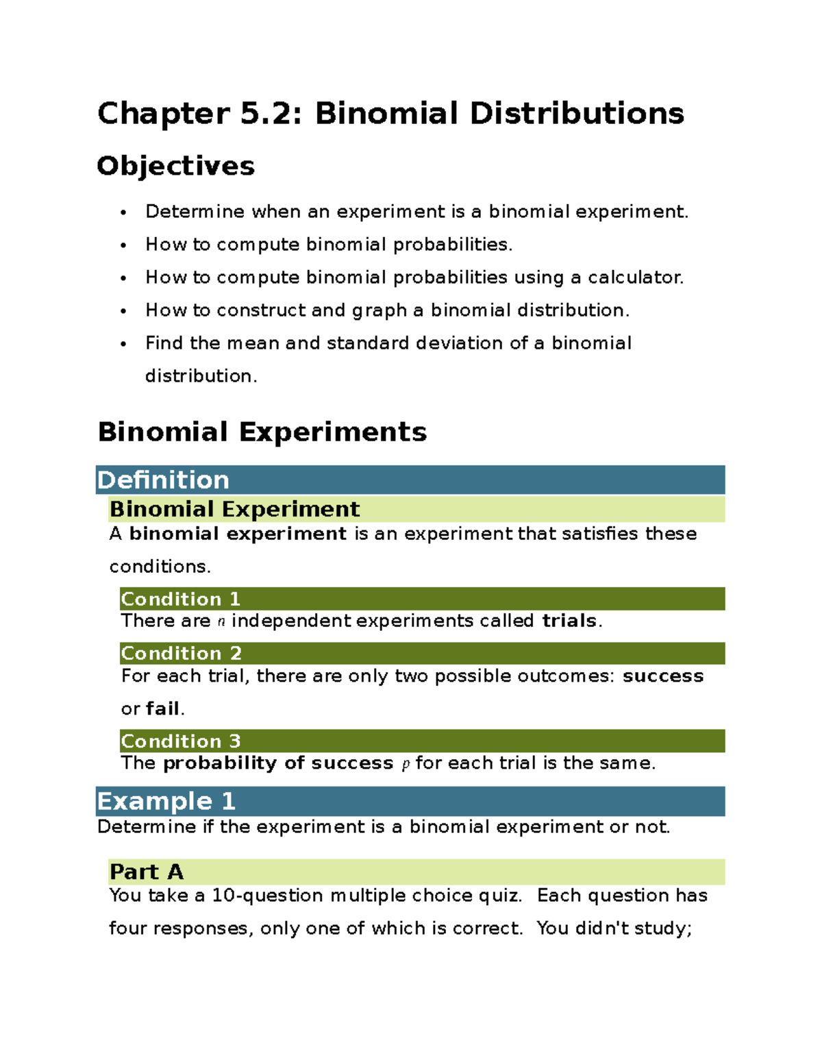 Binomial Distributions and Normal Distribution Applications (Math 101 ...