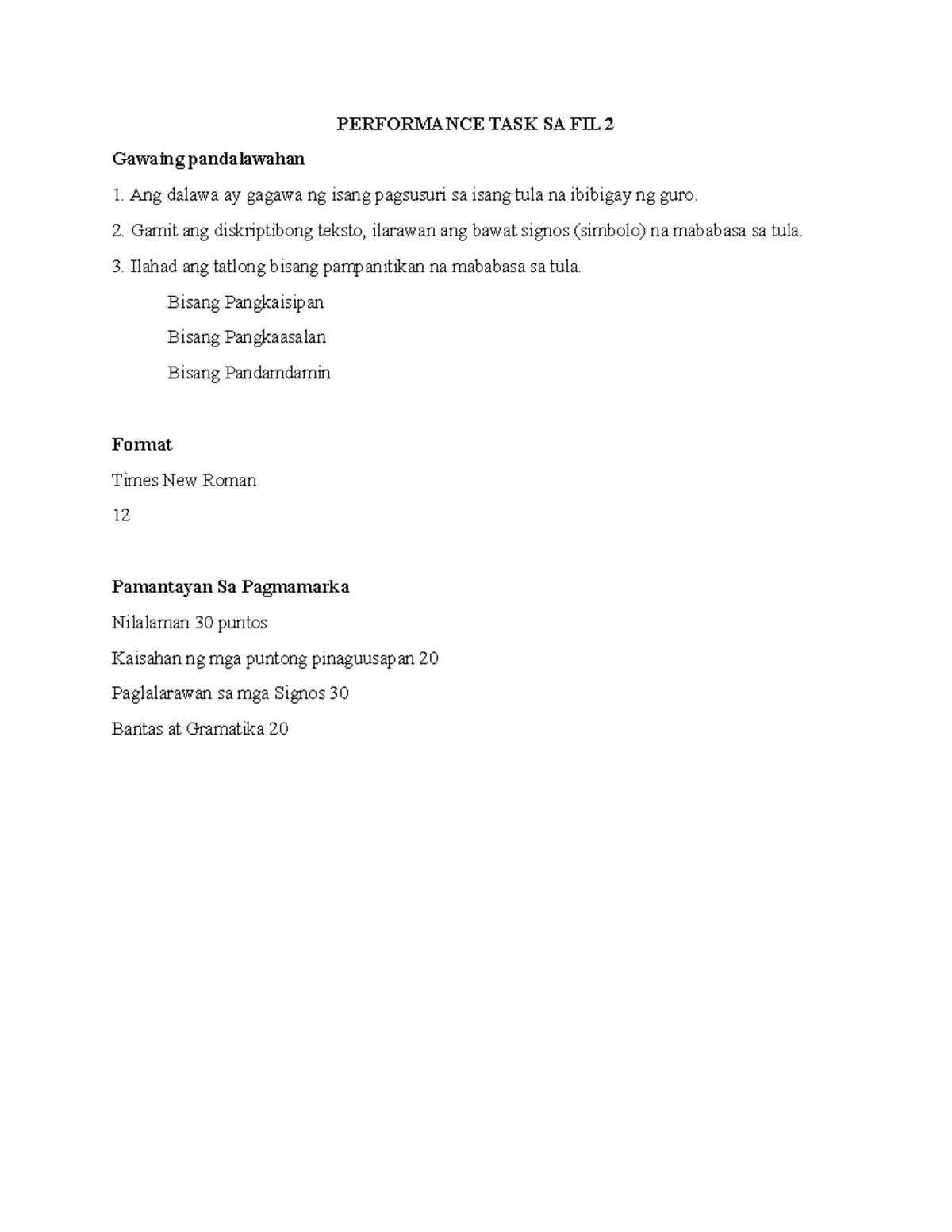 Performance-TASK-SA-FIL-2 - PERFORMANCE TASK SA FIL 2 Gawaing ...