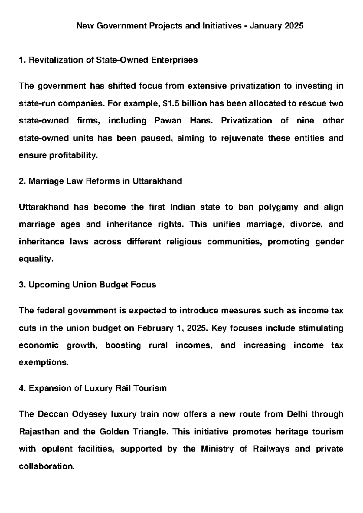 New Government Projects 2025 - For example, $1 billion has been ...