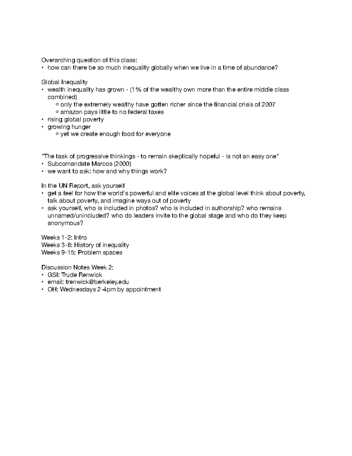 Week 1 - Introduction - Lecture notes 1 - Overarching question of this ...