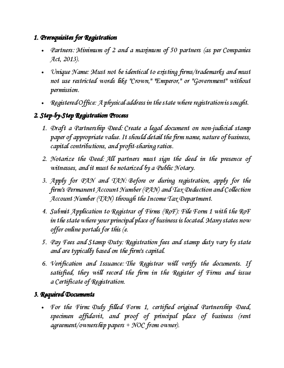 Partnership Registration Process: Key Steps & Requirements - Studocu