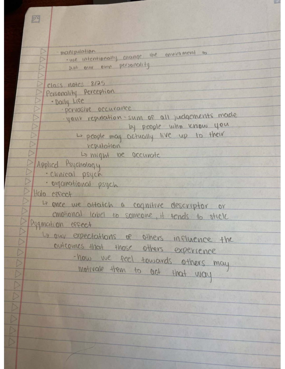 PSY 101: Class Notes on Personality Manipulation and Perception - Studocu
