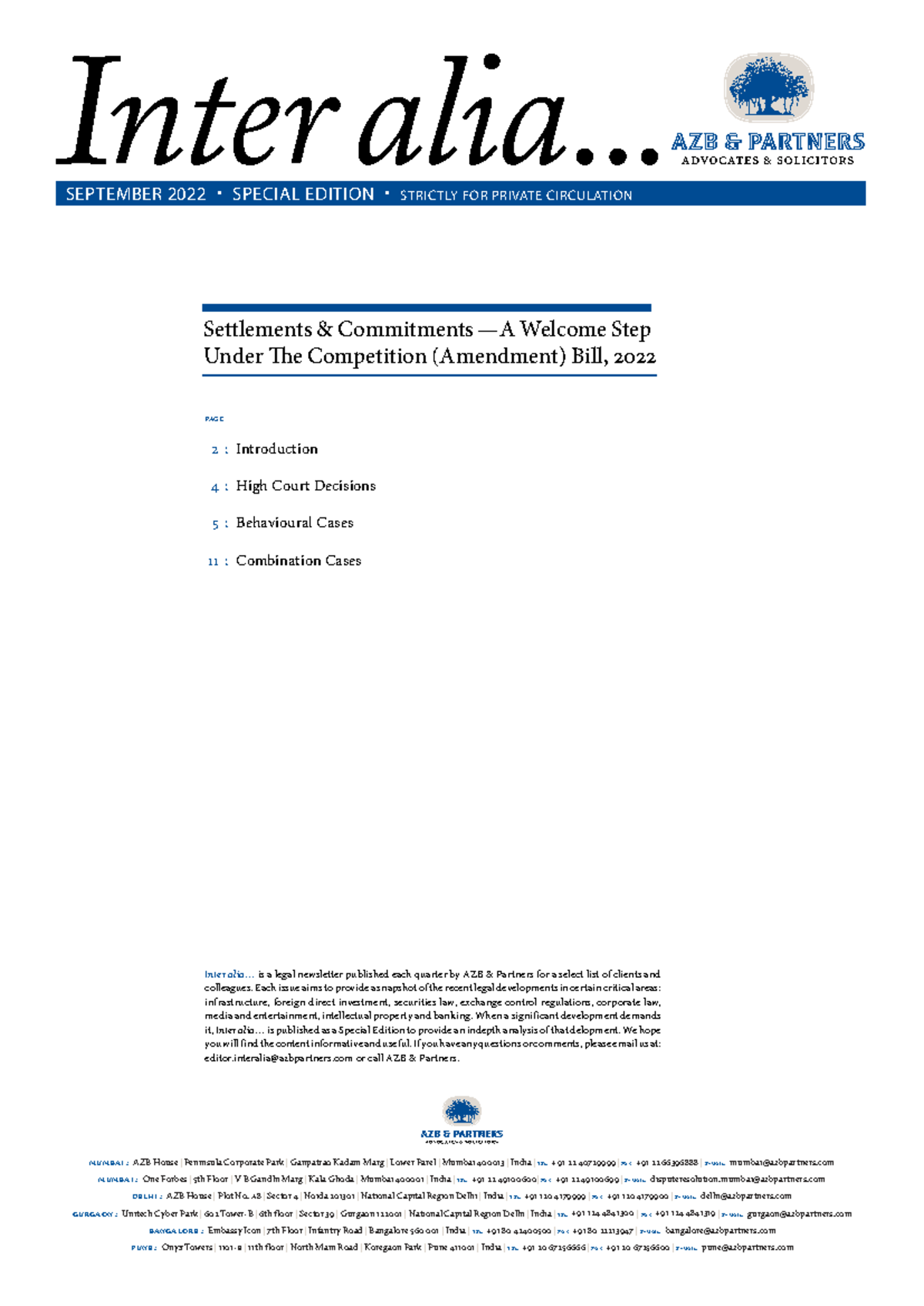Inter Alia Special Edition - Competition Law (Sept. 2022 ...