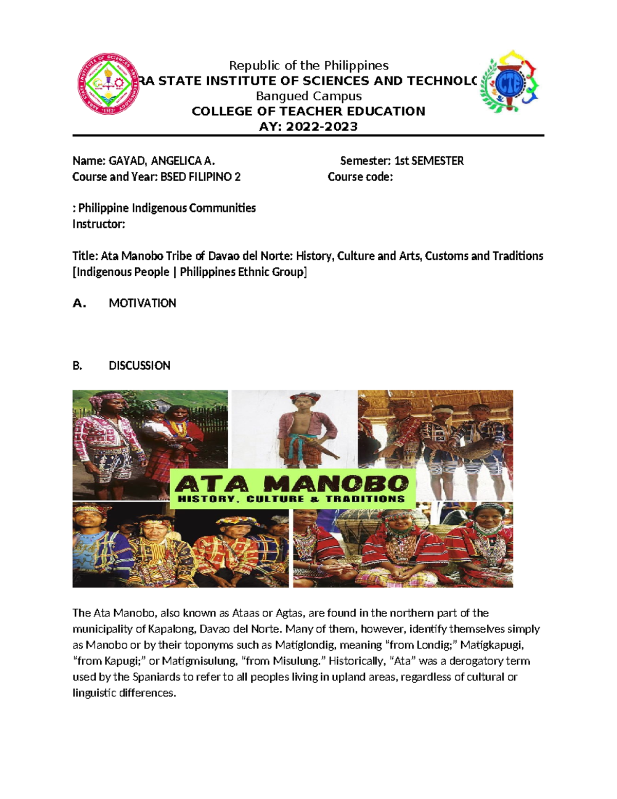 BSED FILIPINO 2: Ata Manobo Tribe Culture, History, and Traditions ...