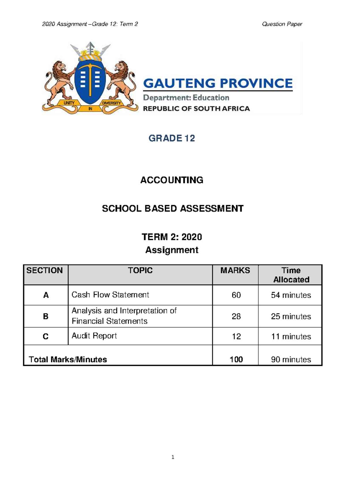 2020 ACCN Grade 12 Assignment: Term 2 Question Paper - Studocu