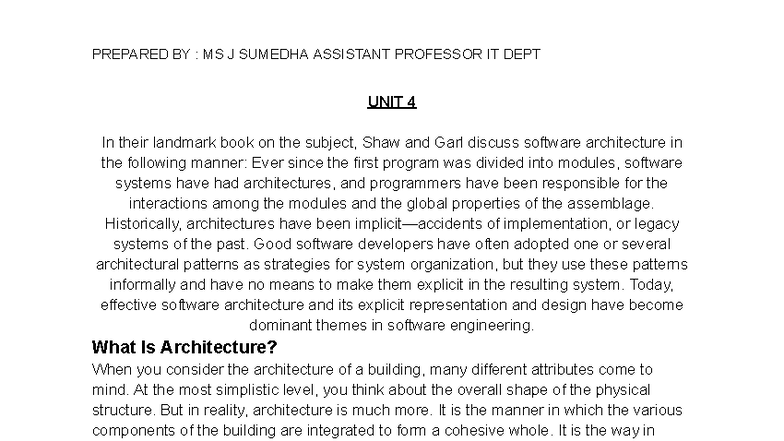 SE UNIT-4: Understanding Software Architecture and Design Principles ...