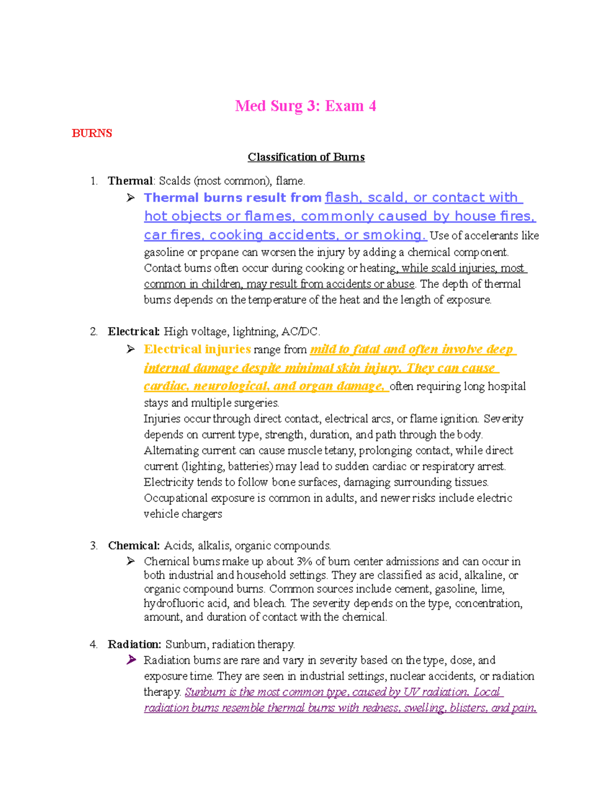 Med Surg 3: Exam 4 - Emergency Trauma & Environmental Injuries ...