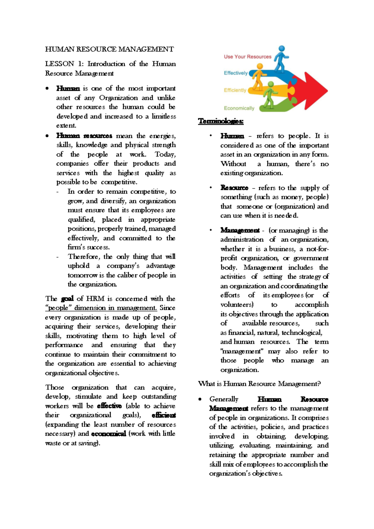 HRM 101: Introduction to Human Resource Management Concepts - Studocu