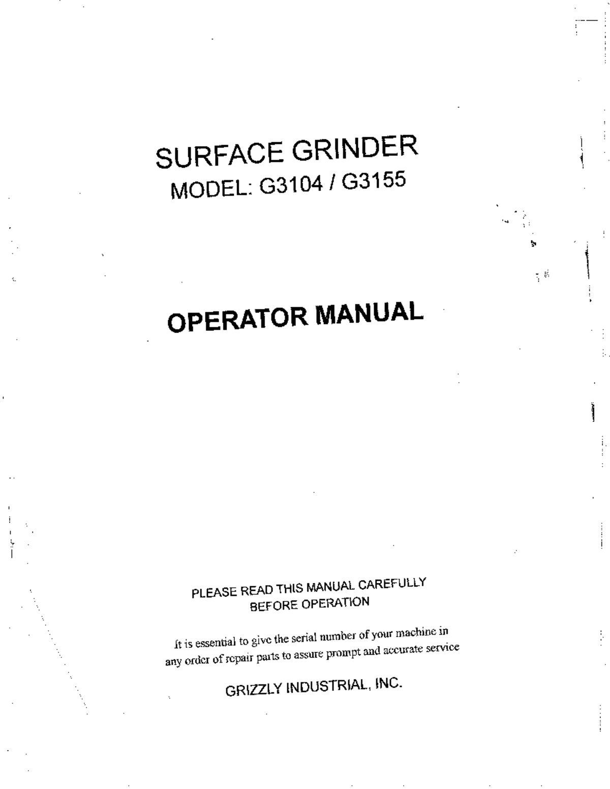 Fresadora G3155 - Resumen del Manual de Operación y Seguridad - Studocu