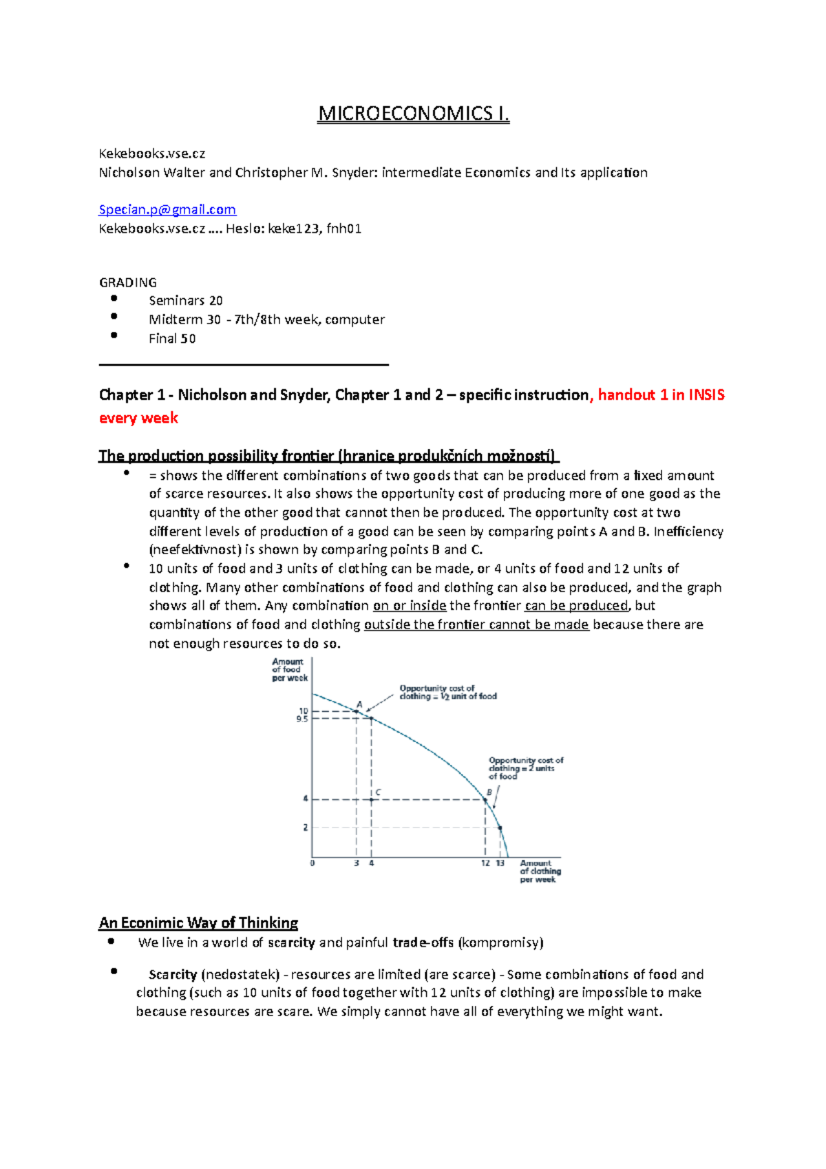 Microeconomics I - Final Exam Lecture Notes Summary (Ch 1-2) - Studocu