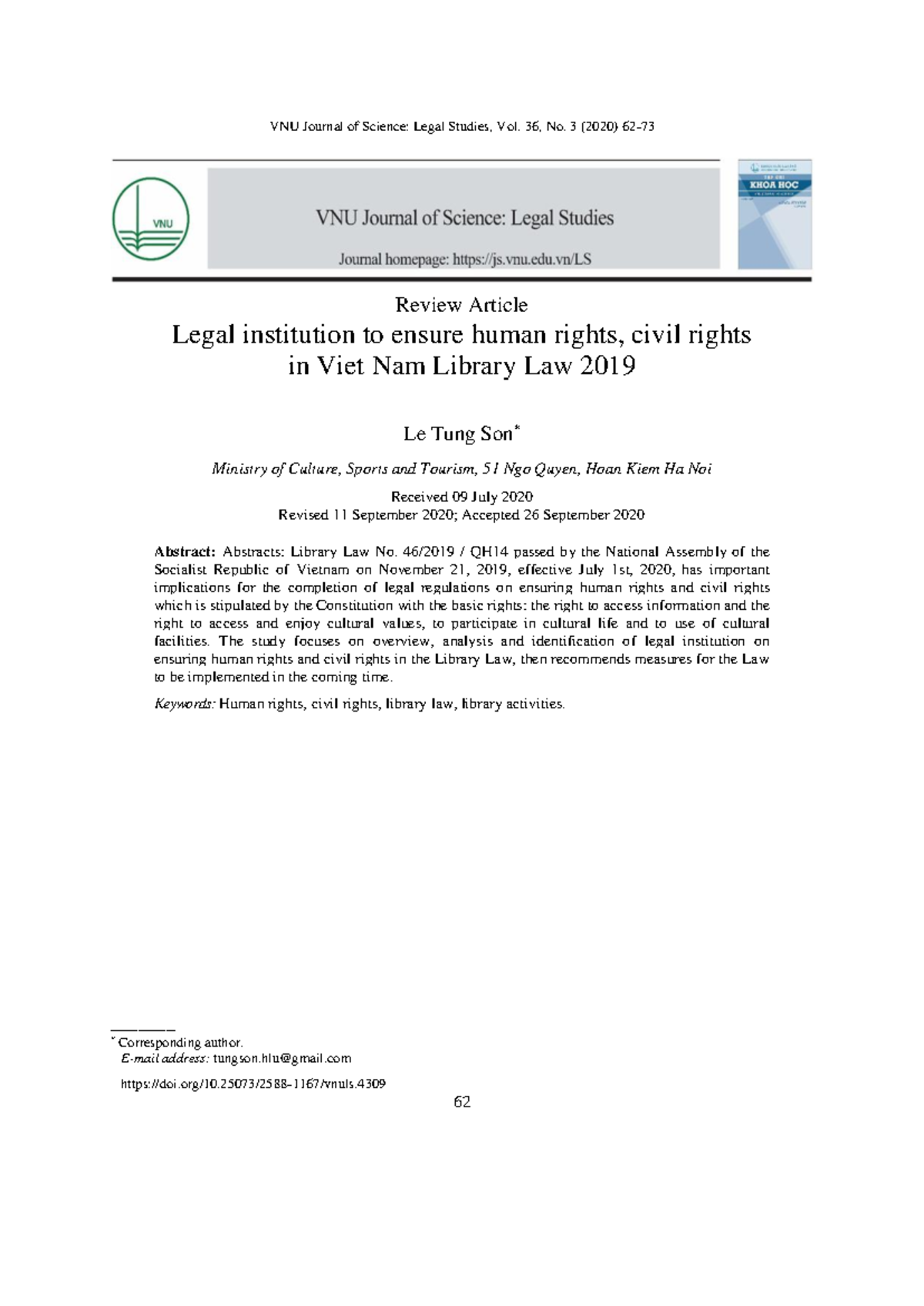 Final Exam: Human Rights and Library Law 2019 (4309 85 8647) - Studocu