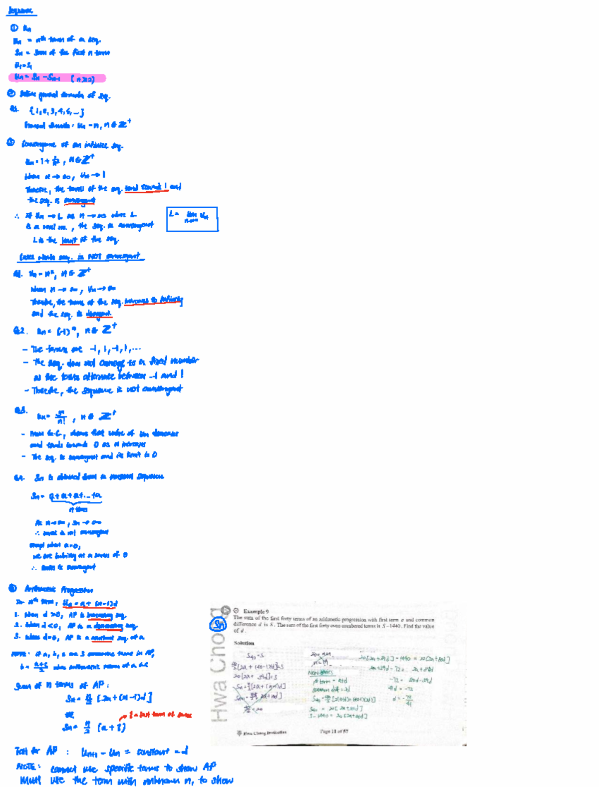 H2 Math: Sequences and Series Notes on Convergence and Progressions ...