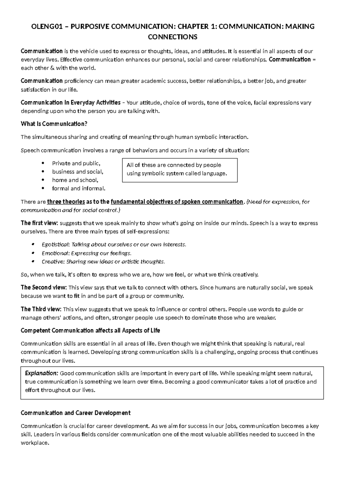 OLENG01 – Purposive Communication: Chapt 1 & 2 Study Notes - Studocu