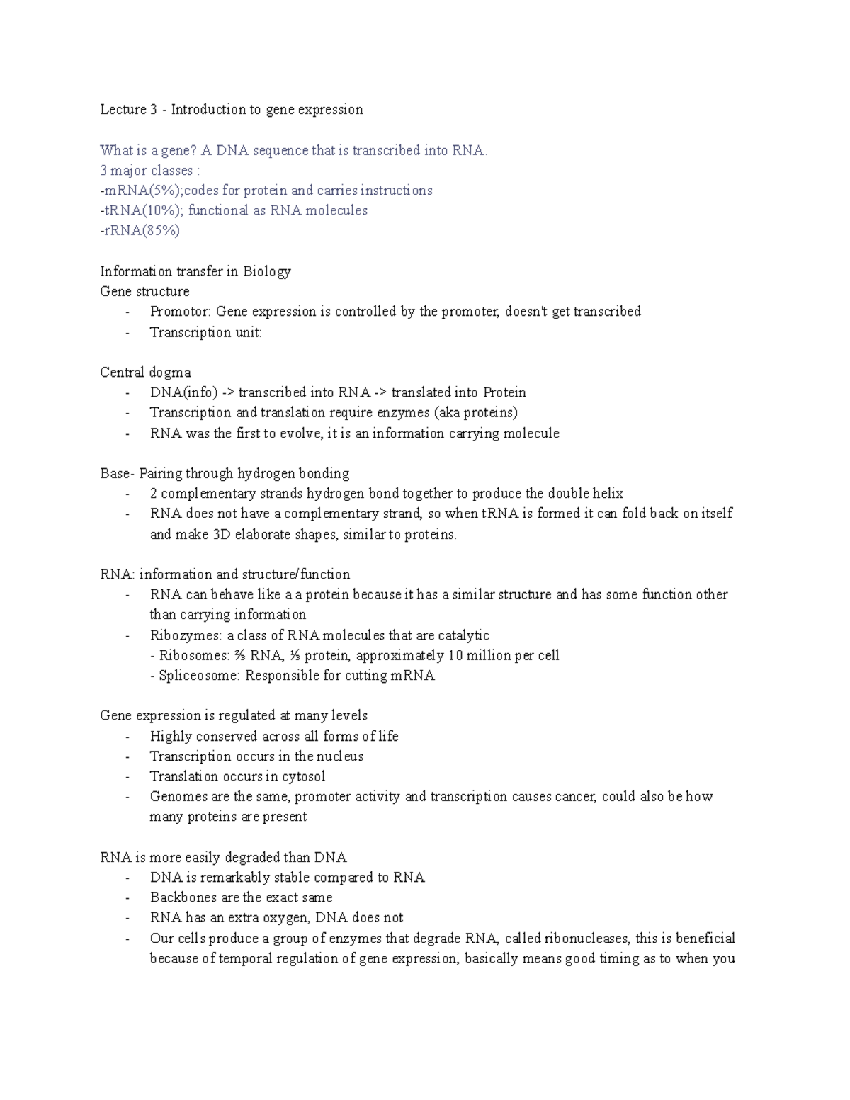 Lecture 3: Introduction to Gene Expression in Biology (Bio - Cycle 2 ...
