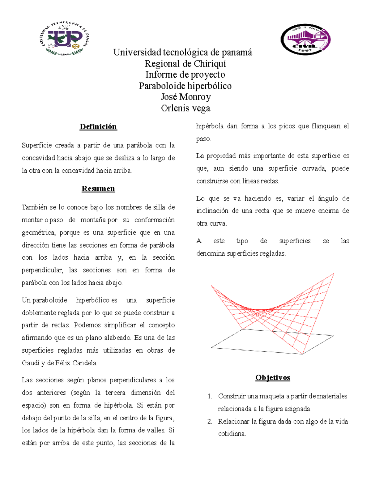 Informe geometria - OS AYUDE - Universidad tecnológica de panamá ...