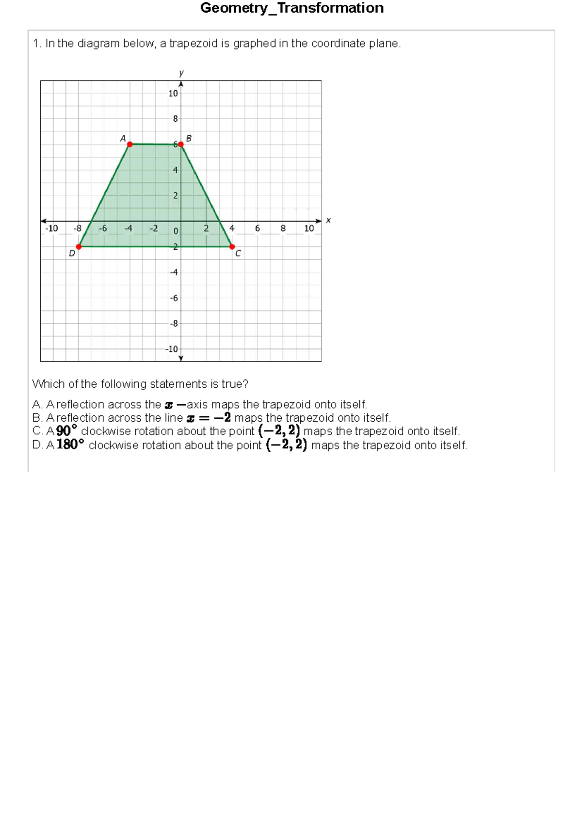 Geometry Transformation Study Guide - Studocu