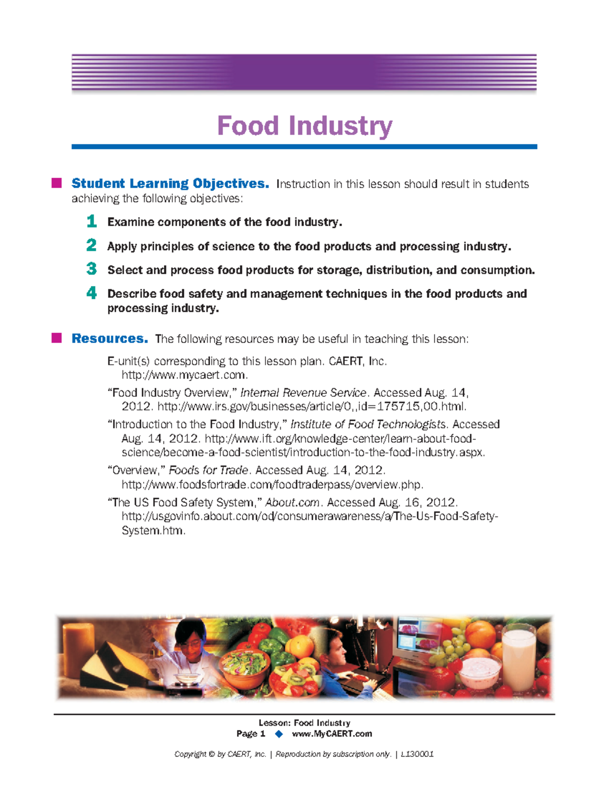 L130001 - mvuglf fvlug gfougytf - Food Industry ¢ Student Learning ...