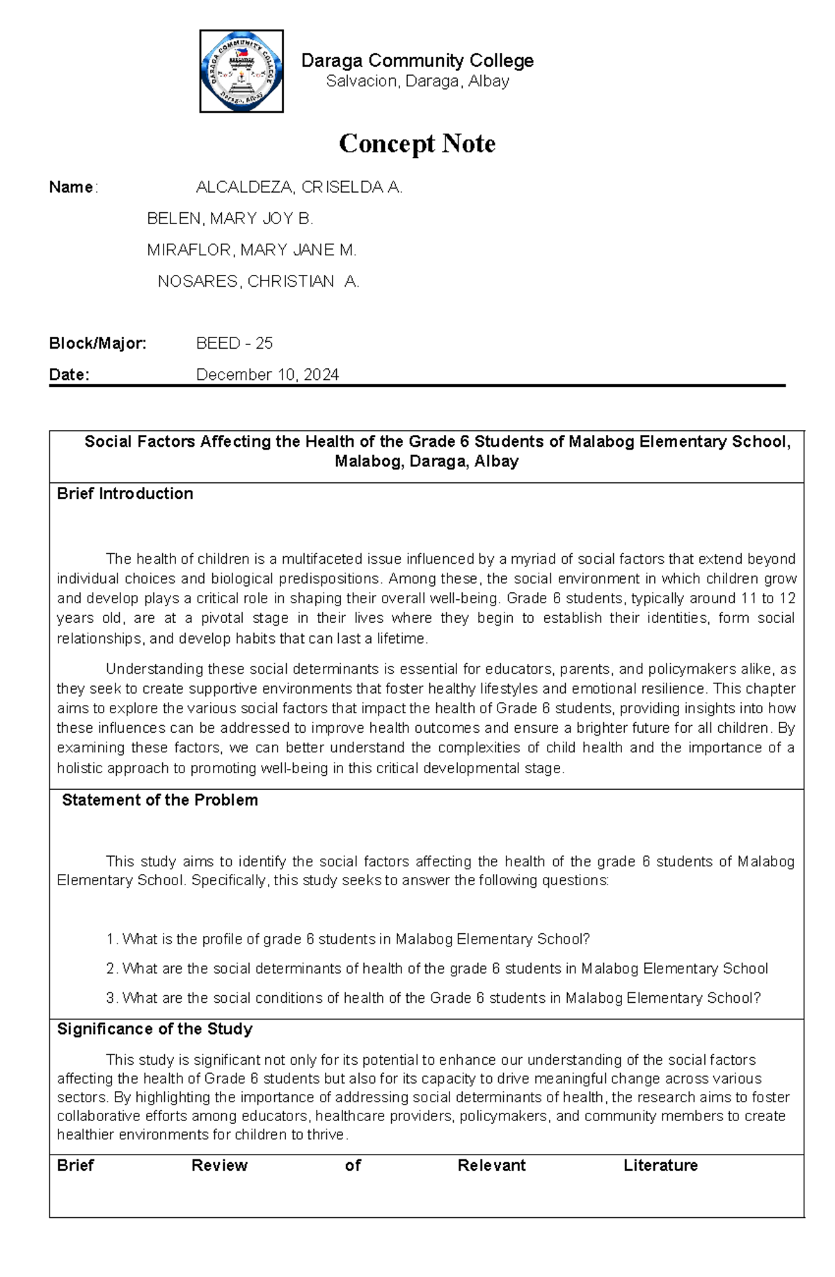 Concept-Note-1 - none - Daraga Community College Salvacion, Daraga ...