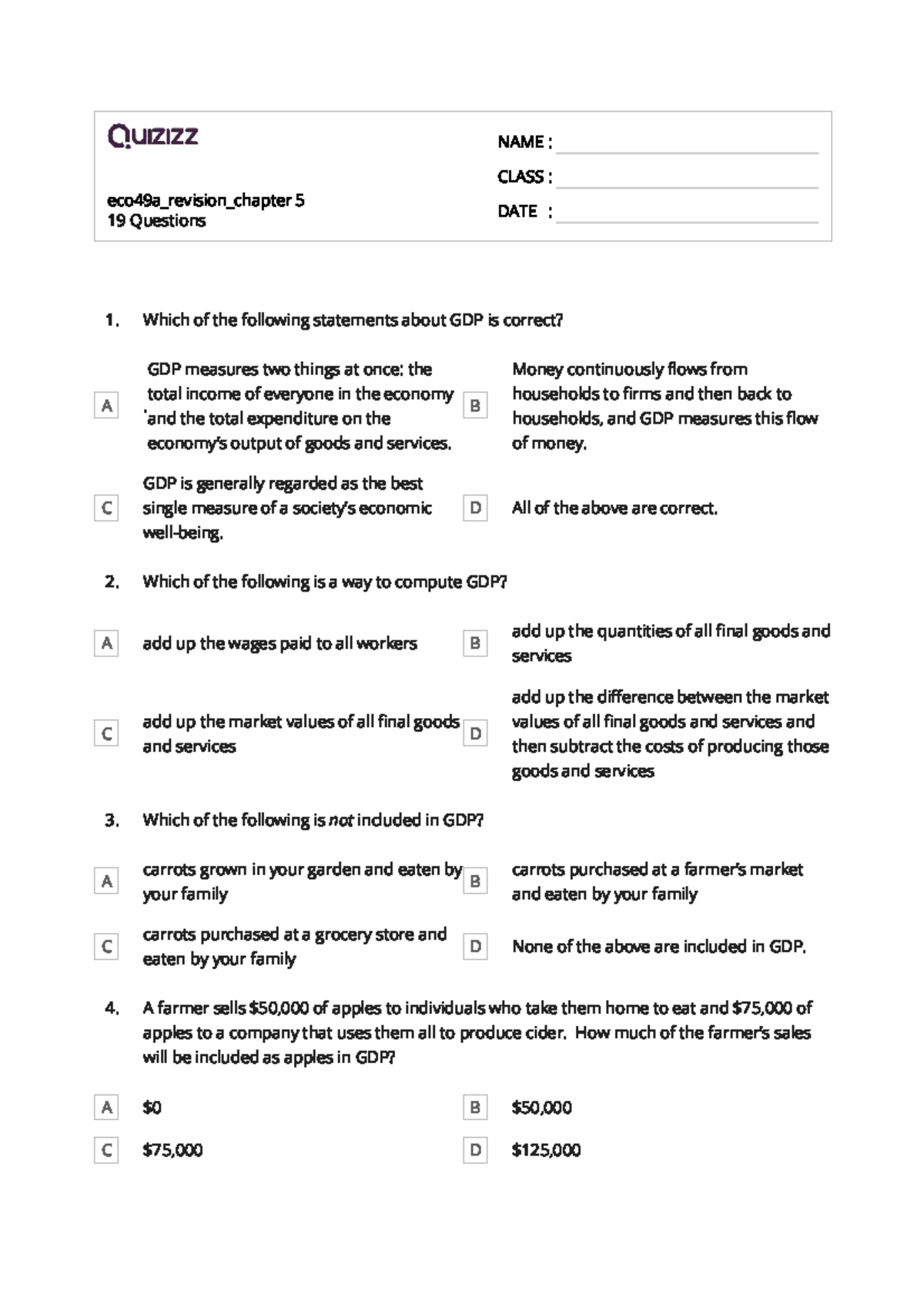 Eco49A Revision: Chapter 5 - 19 Key Questions and Answers - Studocu