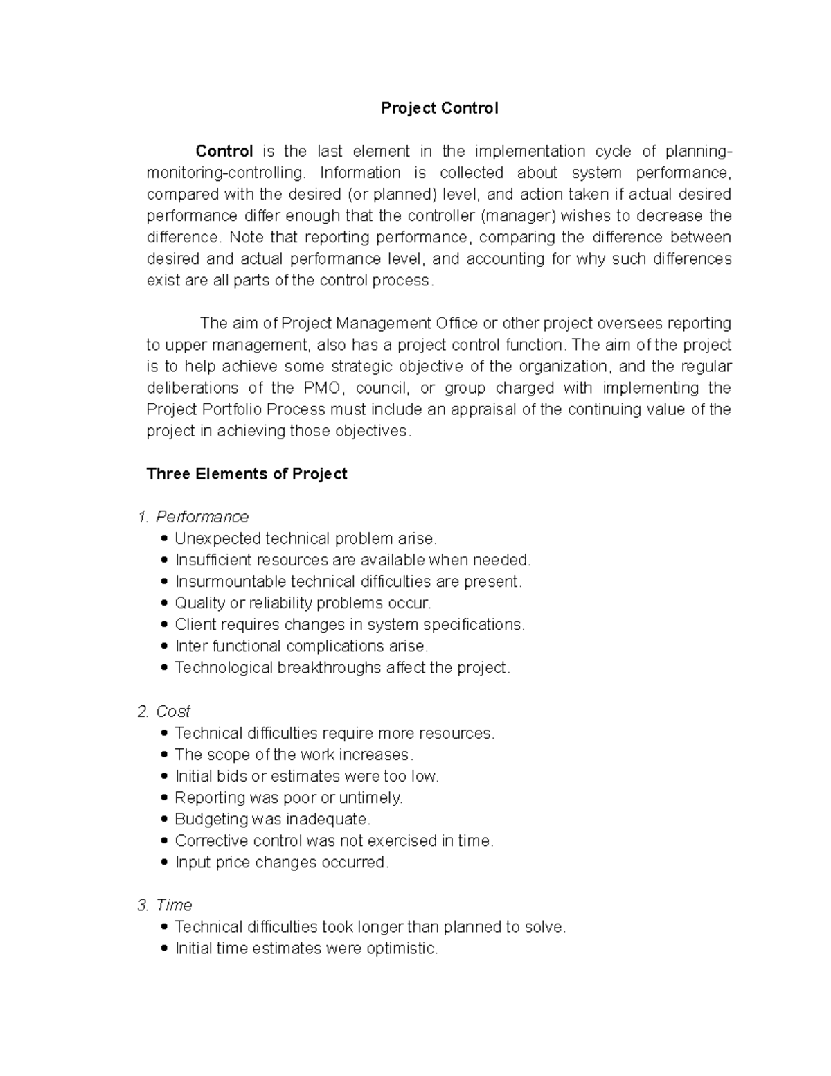 Project Control: Key Elements & Challenges in Project Management - Studocu
