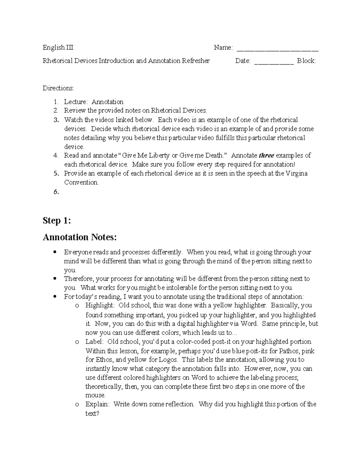 Rhetorical Devices Intro & Annotations - ENG 101 Lecture Notes - Studocu