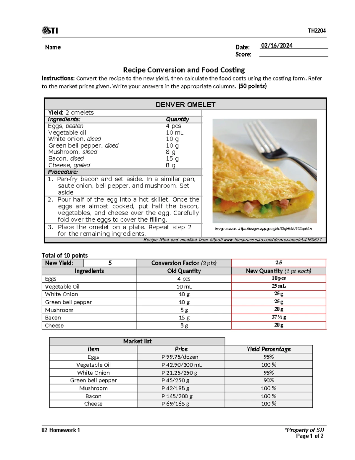 Kitchen Essentials - 01 Homework 1: Menus and Recipe Analysis - Studocu