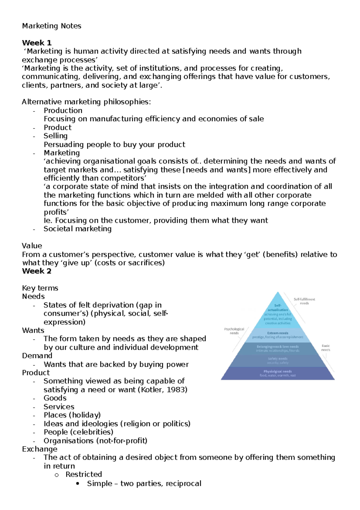 Marketing Concepts and Philosophies - Comprehensive Notes (MKT101 ...