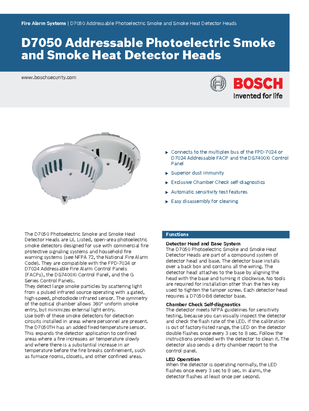 D7050TH Addressable Photoelectric Smoke & Heat Detector Overview - Studocu