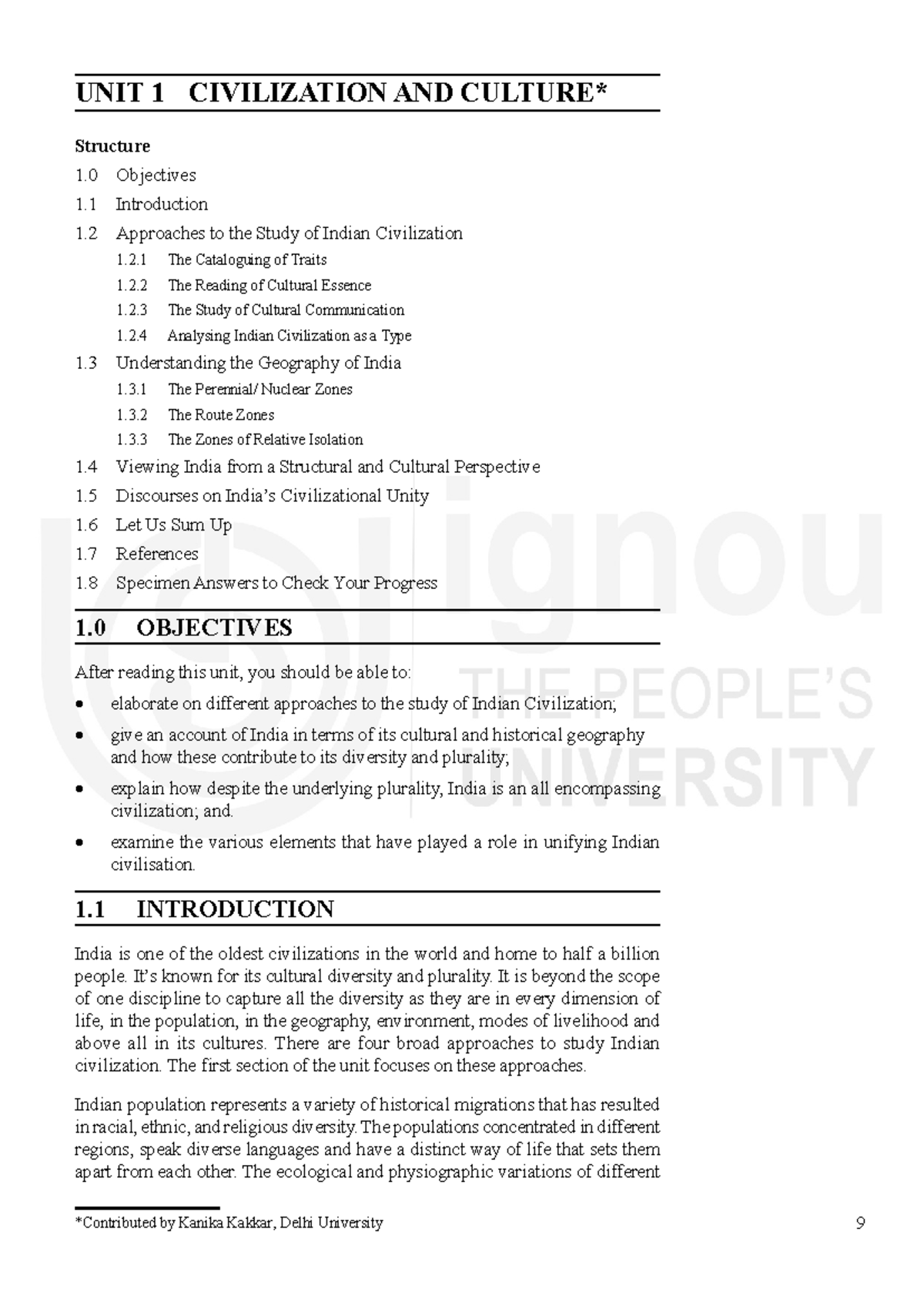 Unit 1 - Civilization and Culture: Understanding Indian Society and ...