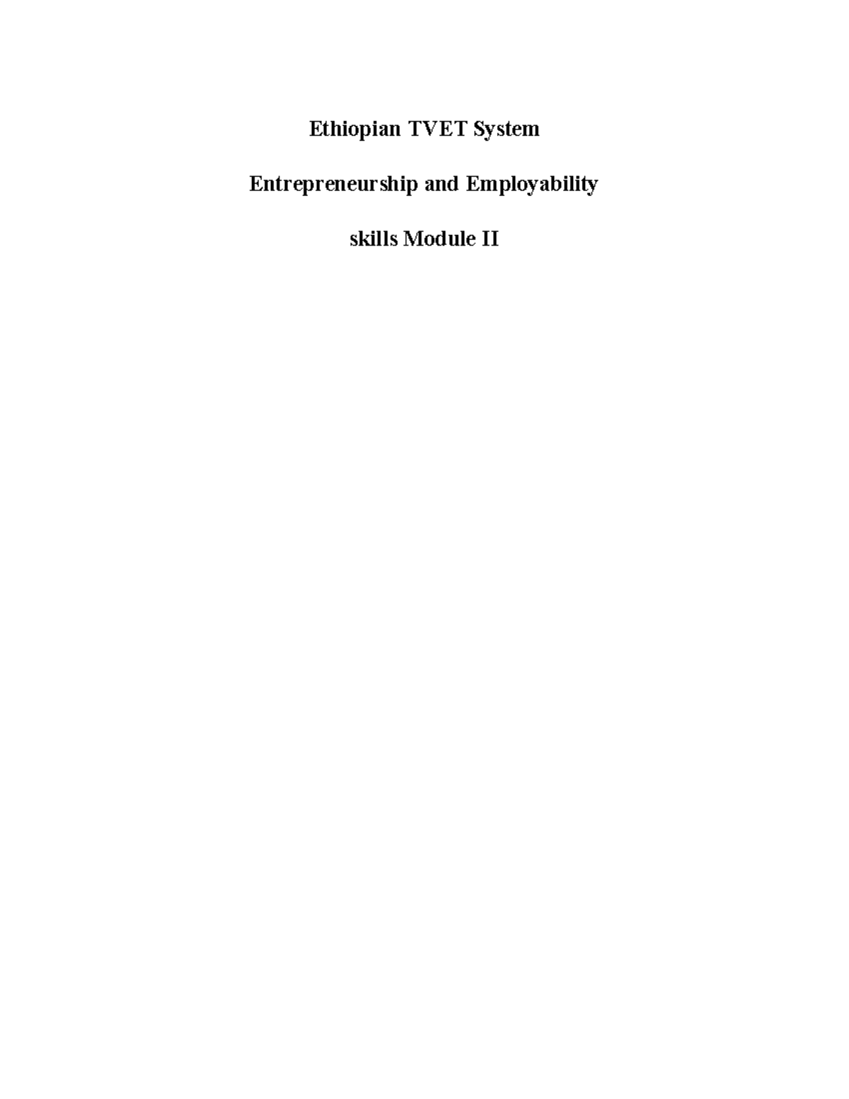 Chapter 3: Business Diagnosis and Analysis in Ethiopian TVET System ...