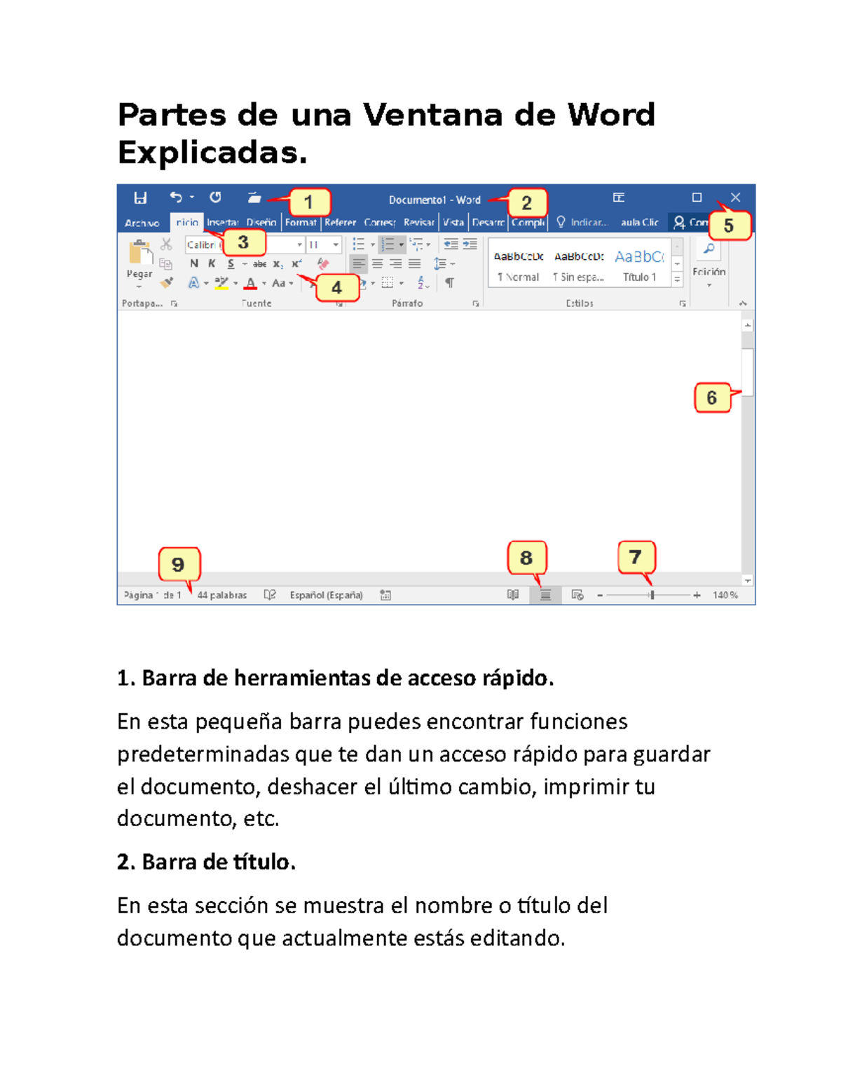 Partes de la Ventana de Word: Guía Completa y Explicaciones - Studocu
