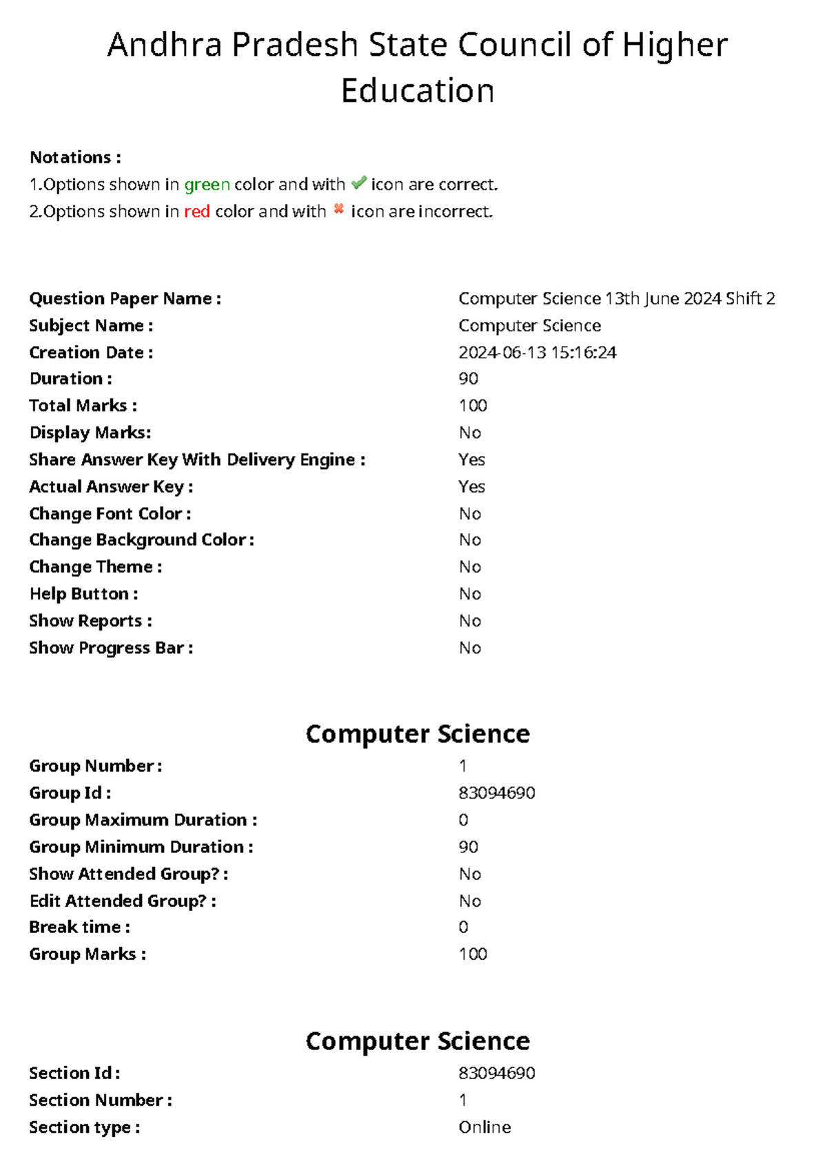 Computer Science QP 314 - June 13, 2024, Shift 2 - Studocu