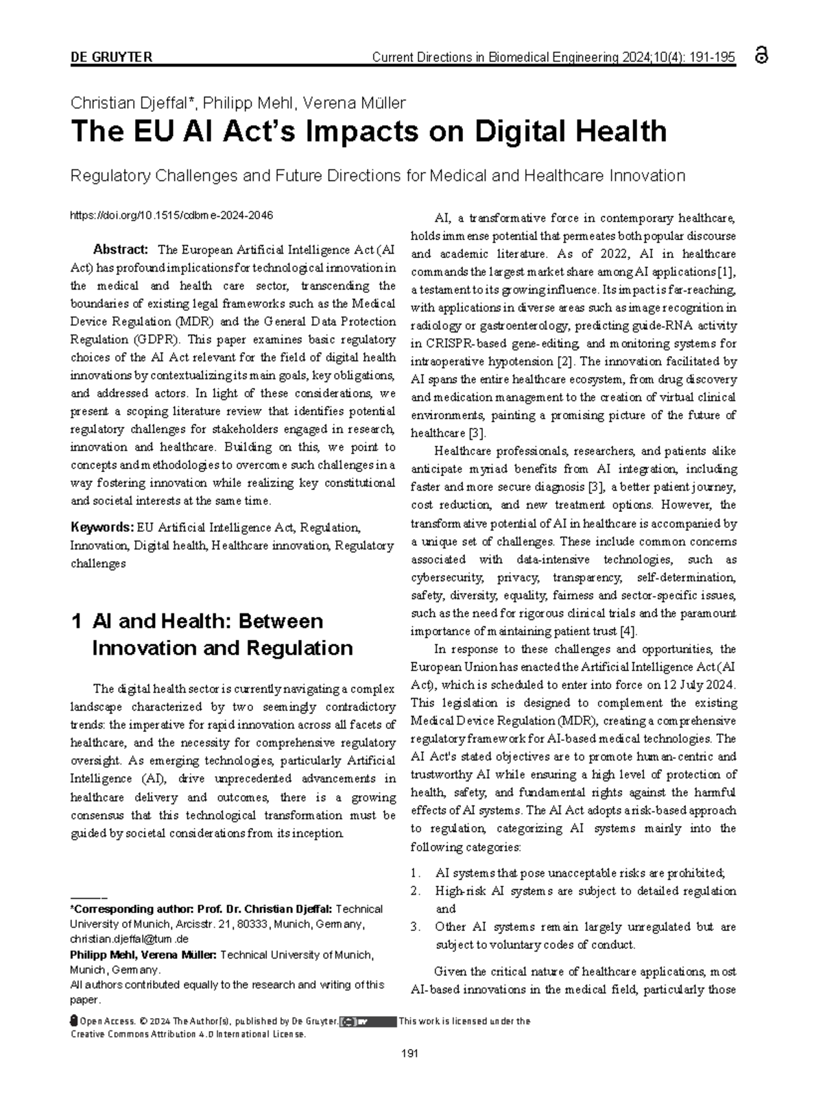 AI-Digital Health Regulatory Challenges: Insights on the EU AI Act ...