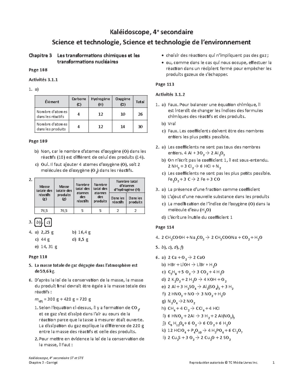 science secondaire 4 corrigé