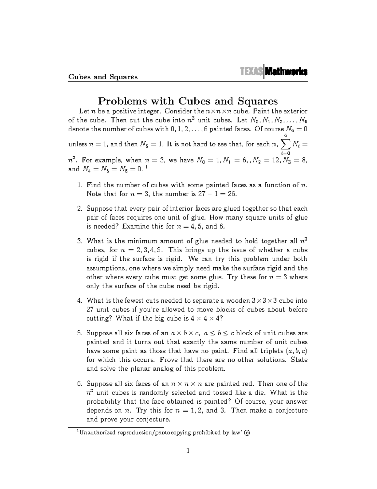 Big Box Problems - WORK on Cubes and Squares Concepts - Studocu