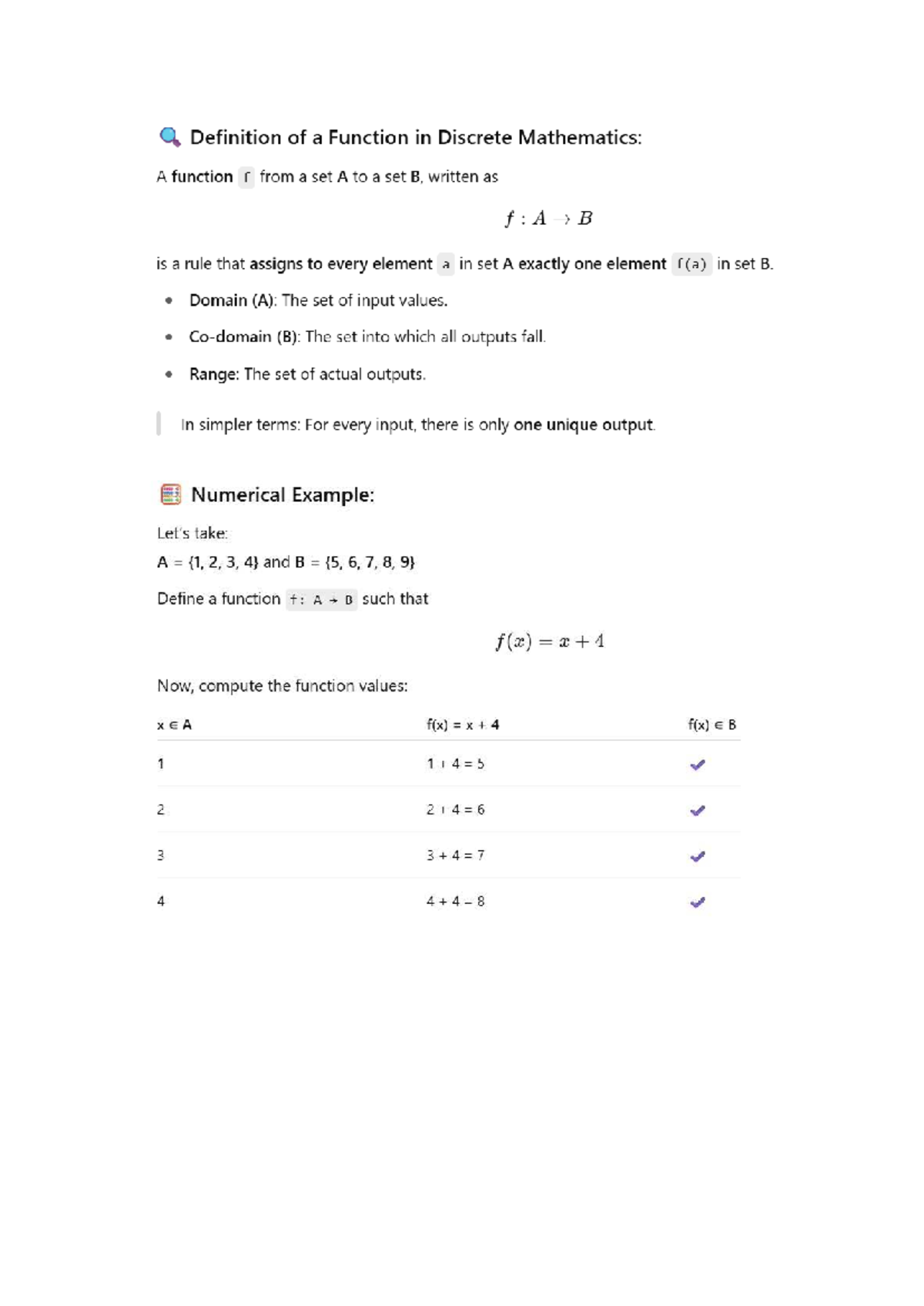 Functions - Lecture Notes on DM: Definition and Examples - Studocu