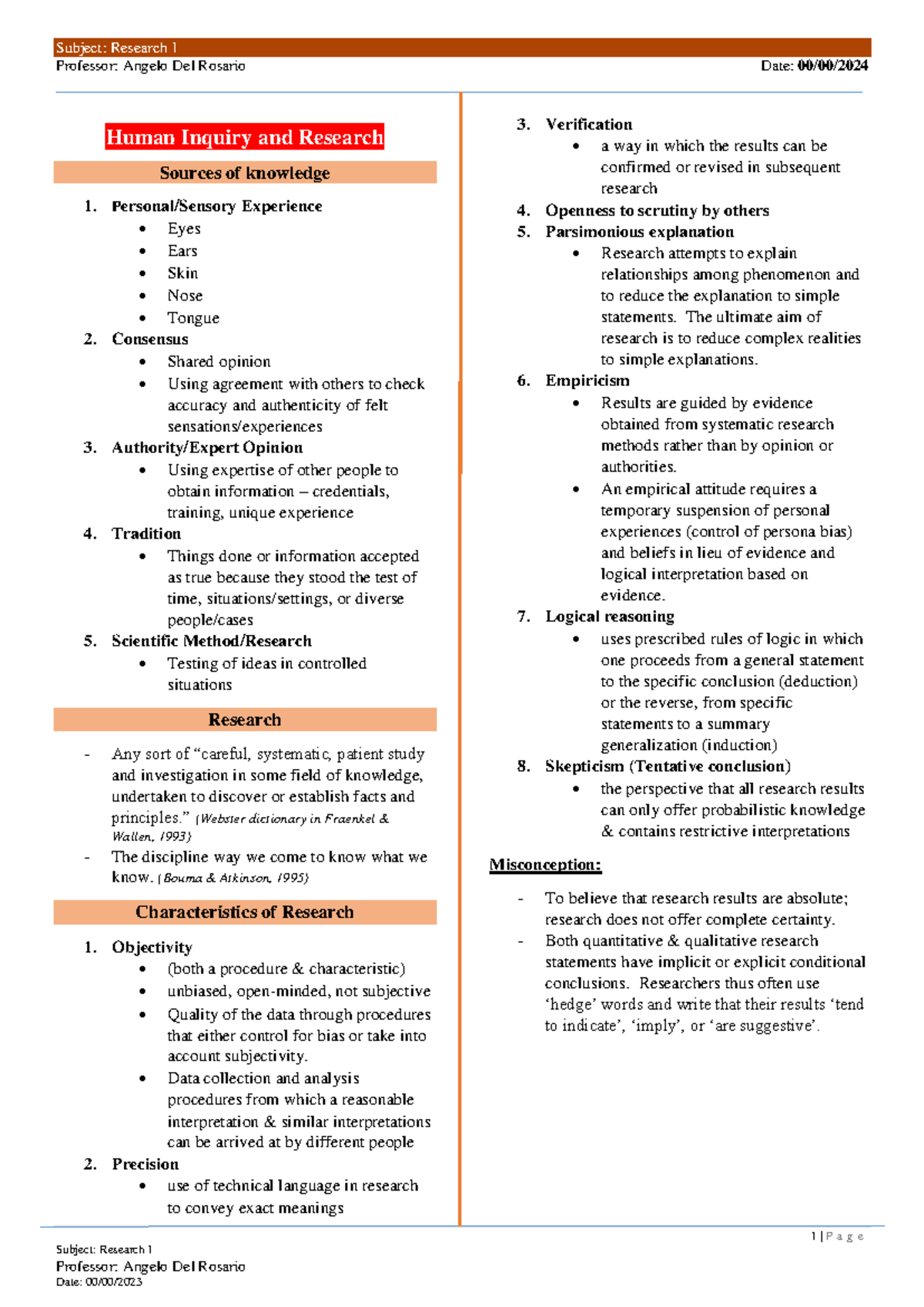 Research 1 - Human Inquiry, Integrity, and Ethics Overview - Studocu