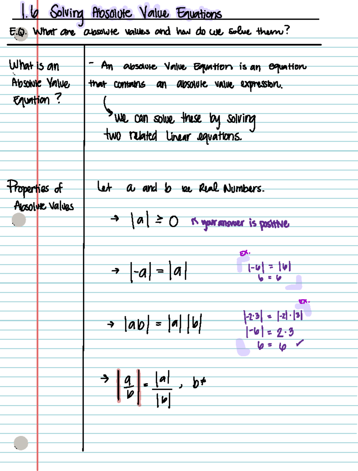 1.6 Solving Absolute Value Equations: Concepts and Examples (M) - Studocu, image size:1200x1576