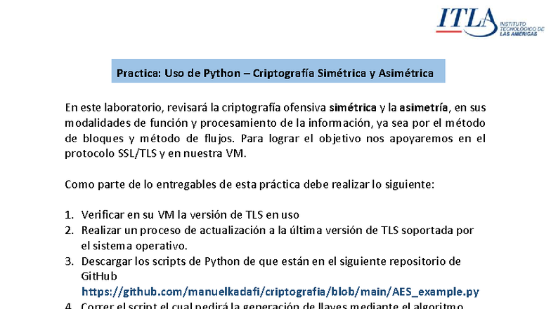 Práctica: Uso de Python en Criptografía Simétrica y Asimétrica - Studocu