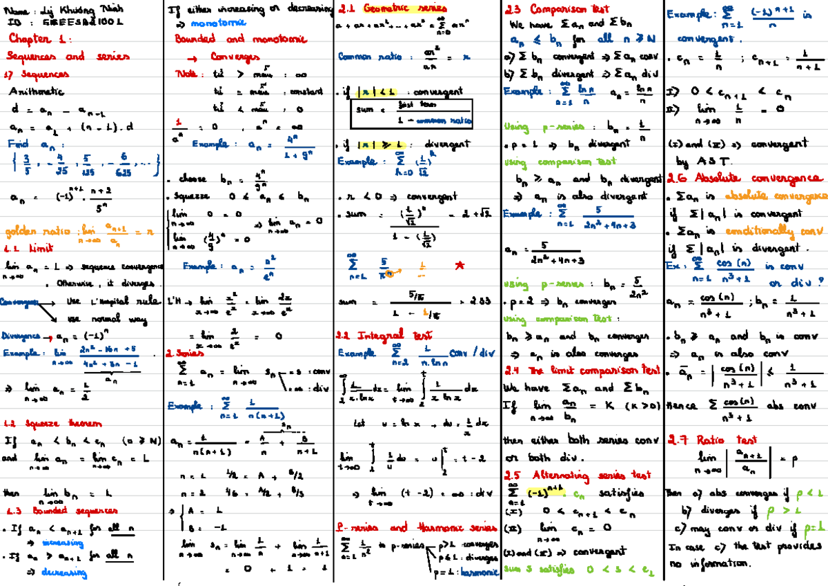 EESB2100 Bounded Sequences and Series Notes - Studocu