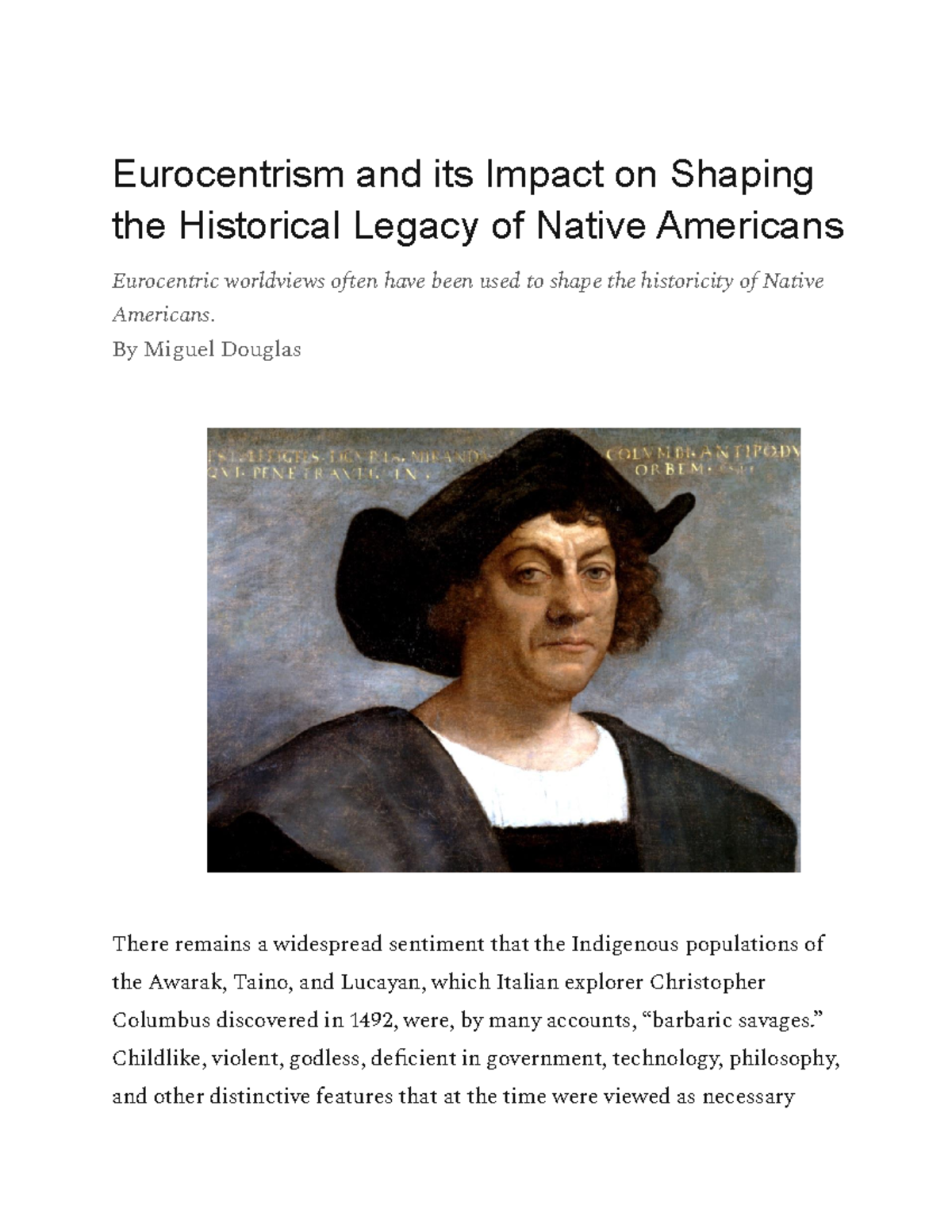 Eurocentrism's Influence on Native American History - SS 101 - Studocu