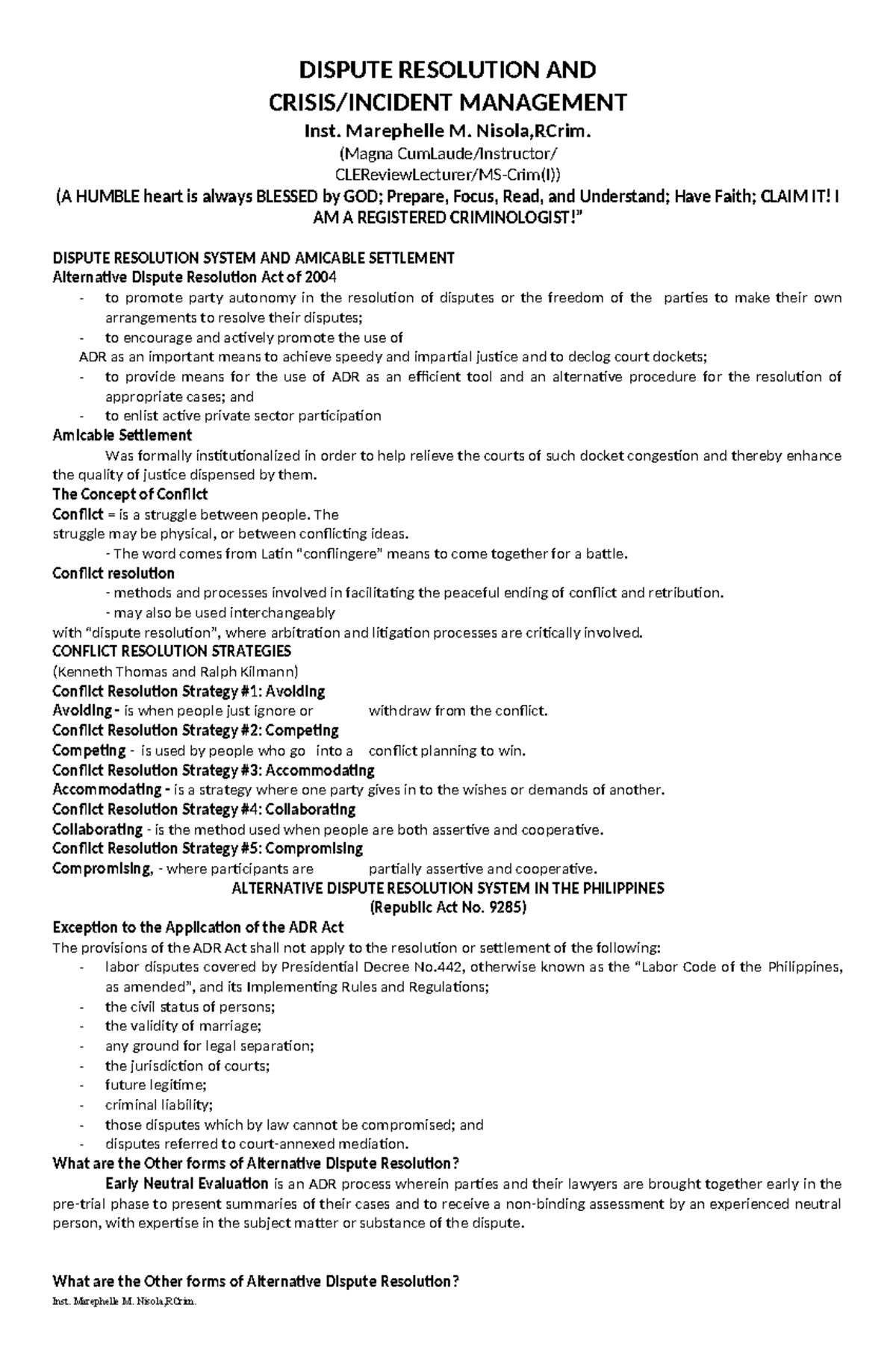 RCrim Dispute Resolution & Management: Strategies & Legal Framework ...