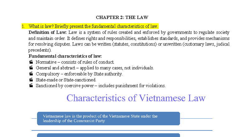 REVIEW OF CHAPTER 2: THE LAW - KEY CONCEPTS AND DEFINITIONS - Studocu