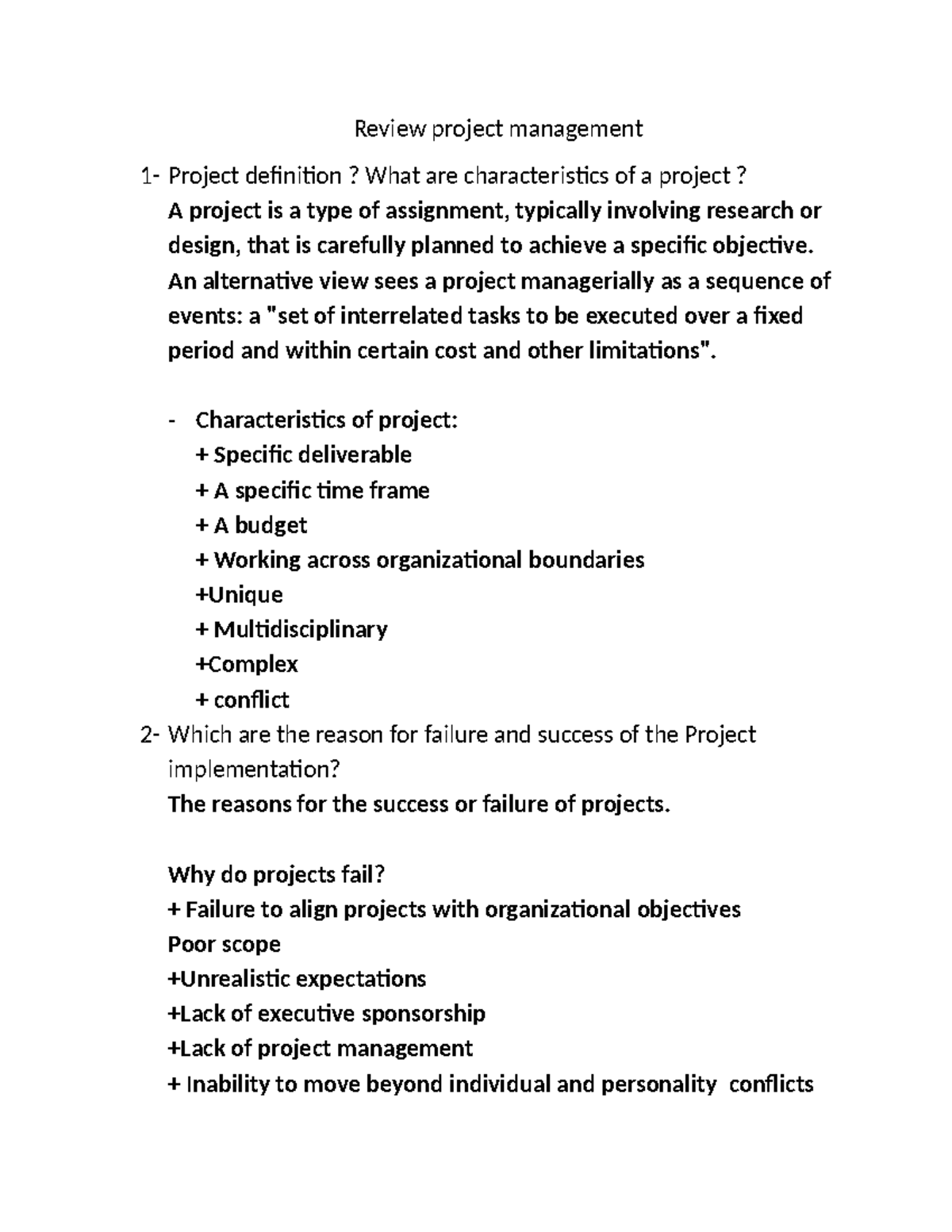 Project Management Overview: Key Concepts and Success Factors - Studocu