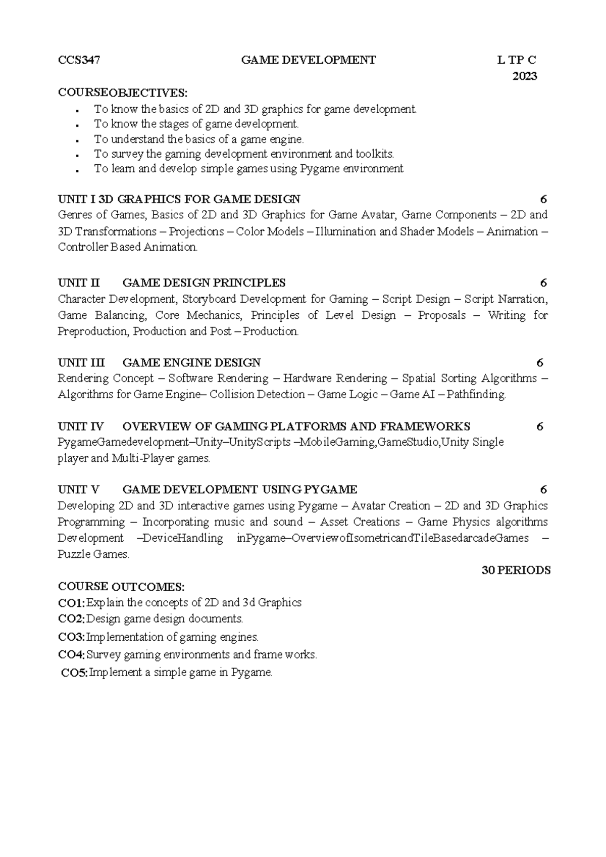 CCS347 Game Development Lab Syllabus & DBMS Overview - Studocu