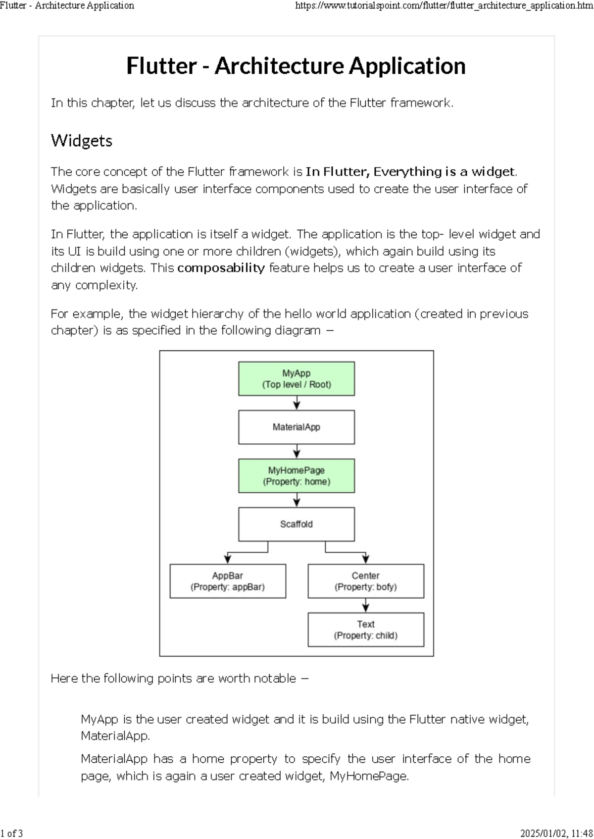 Flutter - Architecture Application - Widgets The core concept of the ...