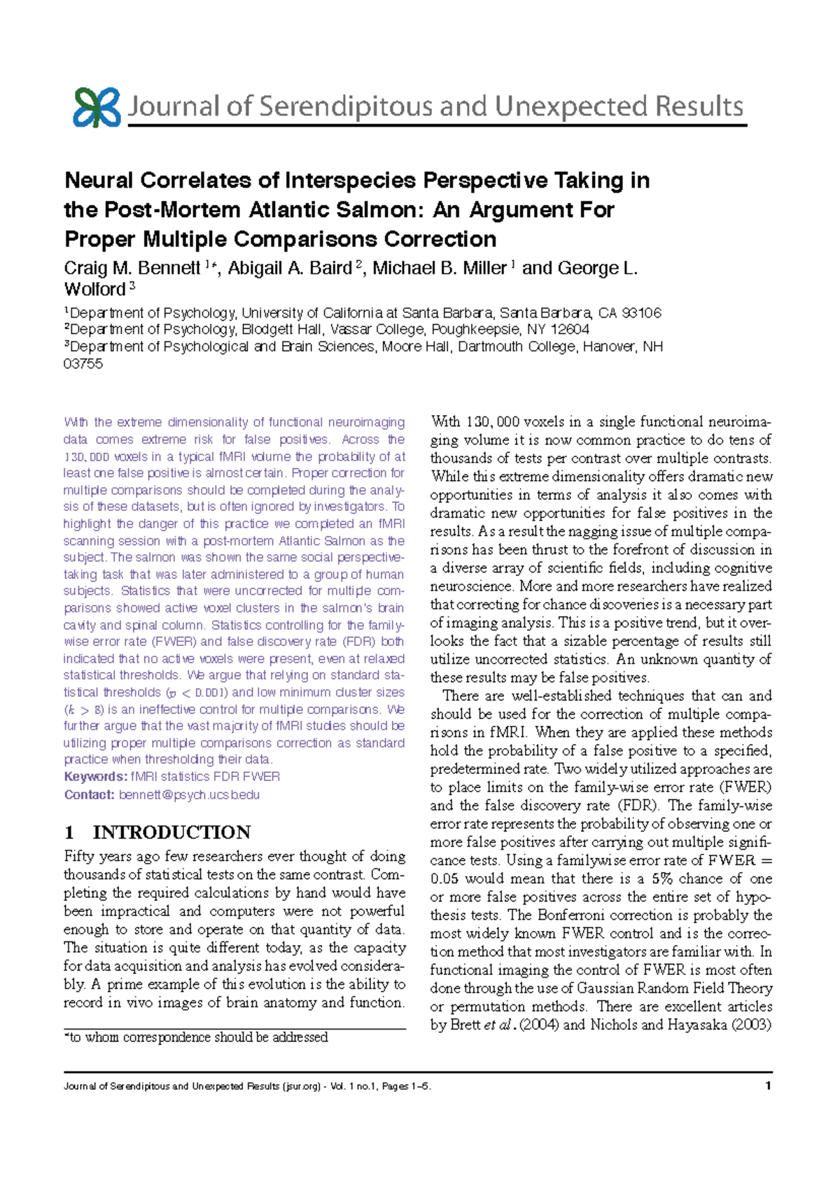 Neural Correlates of Interspecies Perspective Taking in Atlantic Salmon ...